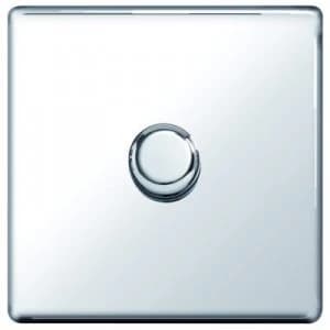 Wickes Dimmer Switch 1 Gang 2 Way 400W Polished Chrome Screwless Flat Plate