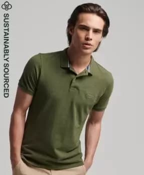 Superdry Mens Organic Cotton Classic Pique Polo Shirt Green / Thrift Olive Marl - Size: S