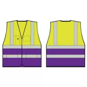 B-Seen TWO TONE EXECUTIVE WAISTCOAT SAT YELLOW/PURPLE LGE