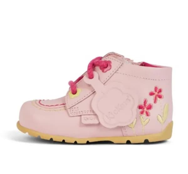 Kickers pink kick hi flower Girls Baby boots Pink UK 1 (EU 17)