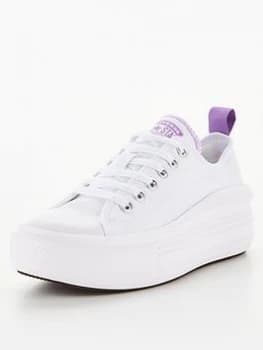 Converse Chuck Taylor All Star Move Ox Junior Trainer - White , White/Purple, Size 4
