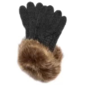 Barbour Womens Penshaw Knitted Gloves Charcoal Grey L-XL