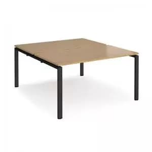 Adapt back to back desks 1400mm x 1600mm - Black frame and oak top