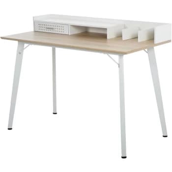 Homcom - Modern Study Desk Home Office Workstation Steel Frame Wide White