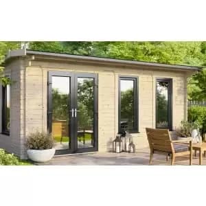 Power Sheds 18 x 12ft Left Hand Door Apex Notched Logs Log Cabin