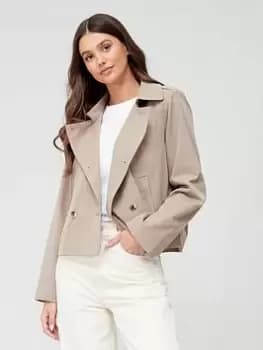 PIECES Cropped Trench Jacket -beige, Beige, Size XS, Women
