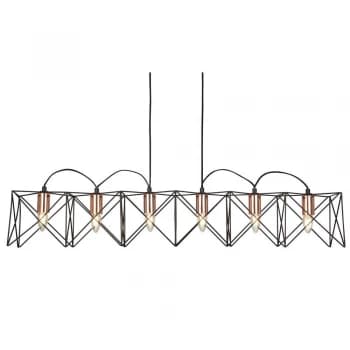6 Light Ceiling Pendant Bar Black, Copper, E27