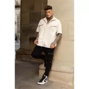 I Saw It First Cream Cord Boxy Fit Short Sleeve Oversized Shirt - White