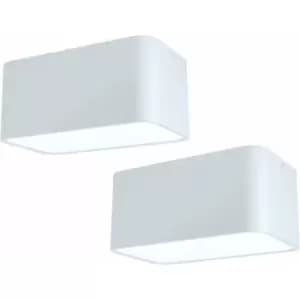 Loops - 2 pack Wall / Ceiling Light White Aluminium Twin Downlight 1x 28W E27 Bulb