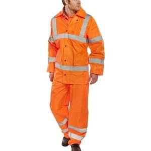 BSeen Hi Vis LWt Suit JktTrs EN ISO 20471 EN 343 2XL Orange Ref