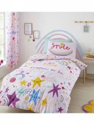 Catherine Lansfield Happy Stars Duvet Set, Multi, Size Double