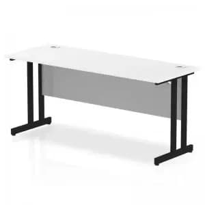 Impulse 1600 x 600mm Straight Desk White Top Black Cantilever Leg