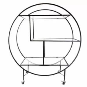 Matt Black Round Art Deco Serving Drinks Trolley