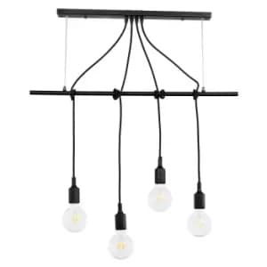 Wire 4 Light Bar Pendant Ceiling Light, Black