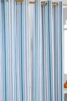 New England Stripes Ready Made Blue Curtain Pair