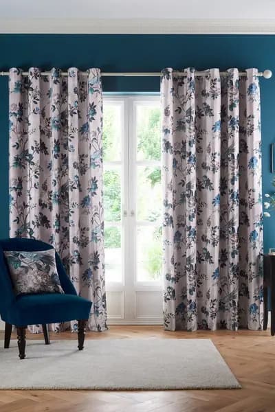 Appletree 'Windsford' Velvet Pair of Eyelet Curtains Teal