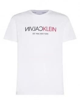 Calvin Klein Text Reverse Front Logo T-Shirt - White Size M Men