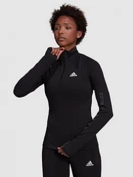 adidas Motion Half-Zip Long Sleeve Top - Black, Size 2XL, Women