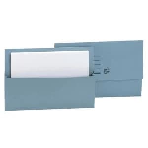 5 Star Document Wallet Half Flap Foolscap Blue Pack of 50