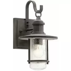 Loops - Outdoor IP44 1 Bulb Wall Light Lantern Weathered Zinc LED E27 60W