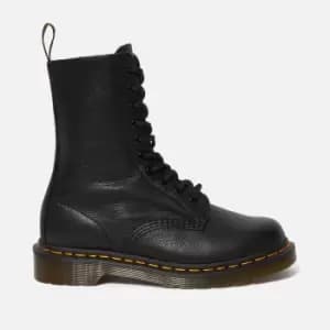 Dr. Martens Womens 1490 Virginia Leather 10-Eye Boots - Black - UK 4