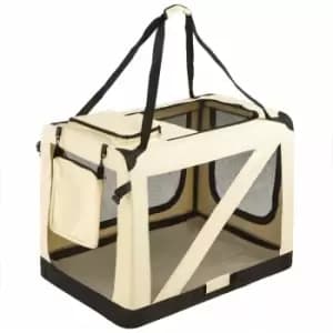 Dog crate foldable - dog cage, pet carrier, puppy crate - XXL / 90 x 62 x 63cm - beige