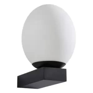 Spa Aglos LED Single Globe Wall Light 3W Cool White Opal Glass and Black