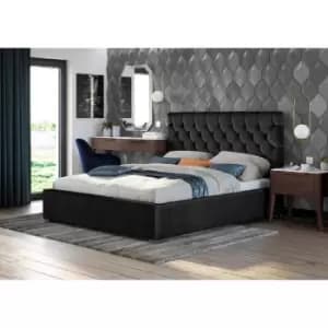 Rosiana Bed Double Plush Velvet Black