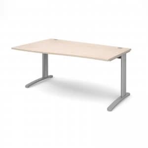 TR10 Left Hand Wave Desk 1600mm - Silver Frame maple Top