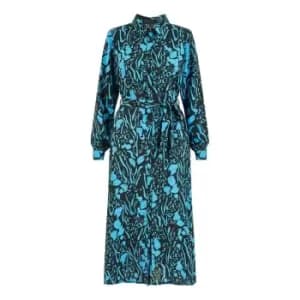 Mela London Blue Animal Print Midi Shirt Dress - Blue