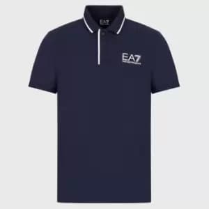 EA7 Logo-Print Cotton-Blend Polo Shirt - M