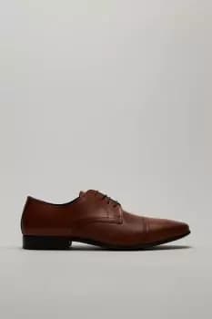 Mens Tan Leather Cap Toe Derby Shoes