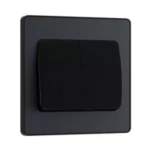 BG Evolve Matt Grey Double Light Switch 20A 16Ax 2 Way Wide Rocker - PCDMG42WB