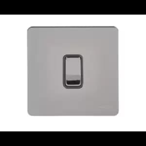 Schneider Electric Ultimate Screwless Flat Plate - Single Rocker 2 Way Light Switch, Single Pole, 16AX, GU1412BBN, Black Nickel with Black Insert