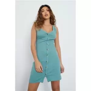 I Saw It First Sage Rib Button Through Strappy Dress - Green