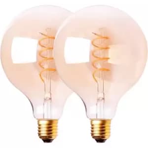 Harperliving - Harper Living 4 Watts G95 E27 LED Bulb Vintage Globe Warm White Dimmable, Pack of 2