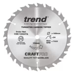 Trend CRAFTPRO Wood Cutting Cordless Saw Blade 165mm 24T 10mm