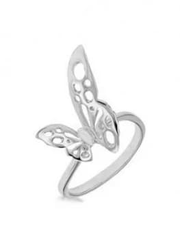 The Love Silver Collection Sterling Silver Rhodium Plated Filigree Butterfly Ring