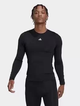 adidas Train Techfit L/S T-Shirt - Black, Size XS, Men