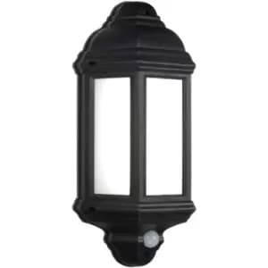 Traditional IP44 Wall Lantern Light with PIR - 7W Cool White LED - Matt Black