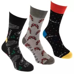 Friends Unisex Adult Socks (Pack of 3) (One Size) (Black/Grey)