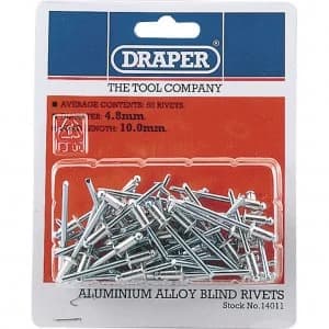 Draper Aluminium Pop Rivets 4.8mm 10mm Pack of 50