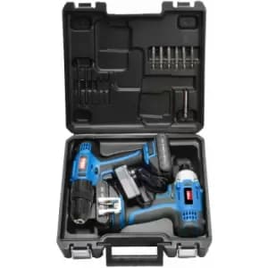 18V Li-ion Cordless Drill & Impact Driver Combo with 2 - Hilka