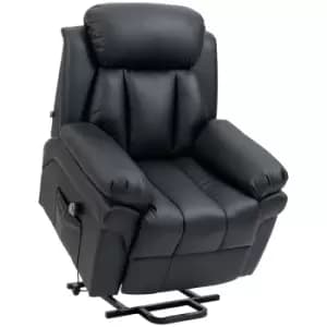 HOMCOM Lift Stand Assistance Chair Recliner Sofa PU Leather Extra Padded Design Electric Power w/ Remote Black