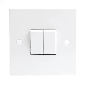 KnightsBridge 10A White 2G Twin 2 Way 230V Electric Wall Plate Switch