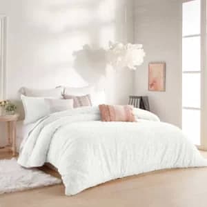 Peri Home Clipped Floral Double Duvet Cover, White