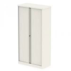 Qube by Bisley 2000mm Side Tambour Cupboard Chalk White No Shelves