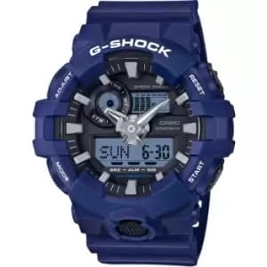 Mens Casio 'G-Shock' Blue and Black Stainless Steel Quartz Chronograph Watch