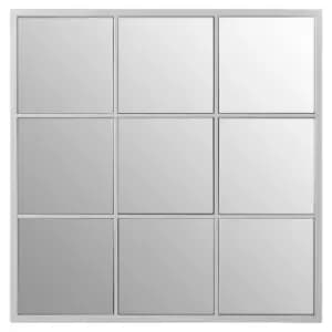Premier Housewares Descartes Square Grid Wall Mirror - Silver Finish Frame