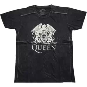 Queen - Classic Crest Unisex XX-Large Snow Wash T-Shirt - Black